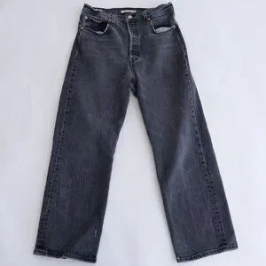 Levi s Jeans Levis Black Stone Wash Ribcage Straight Premium Denim Button Fly Jeans 3 Poshmark